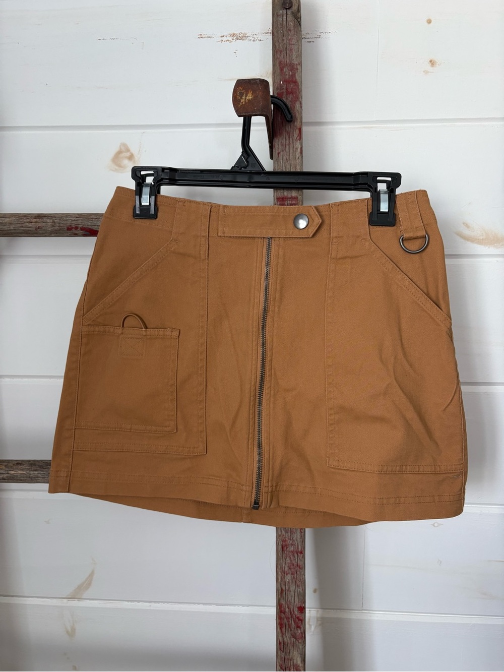 wild fable Camel Utility Mini Skirt with Front Zip